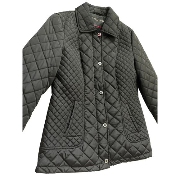 Calvin Klein Black Quilted Puffer Coat Full Zip &‎ Snap Collared Size Small - Picture 6 of 11